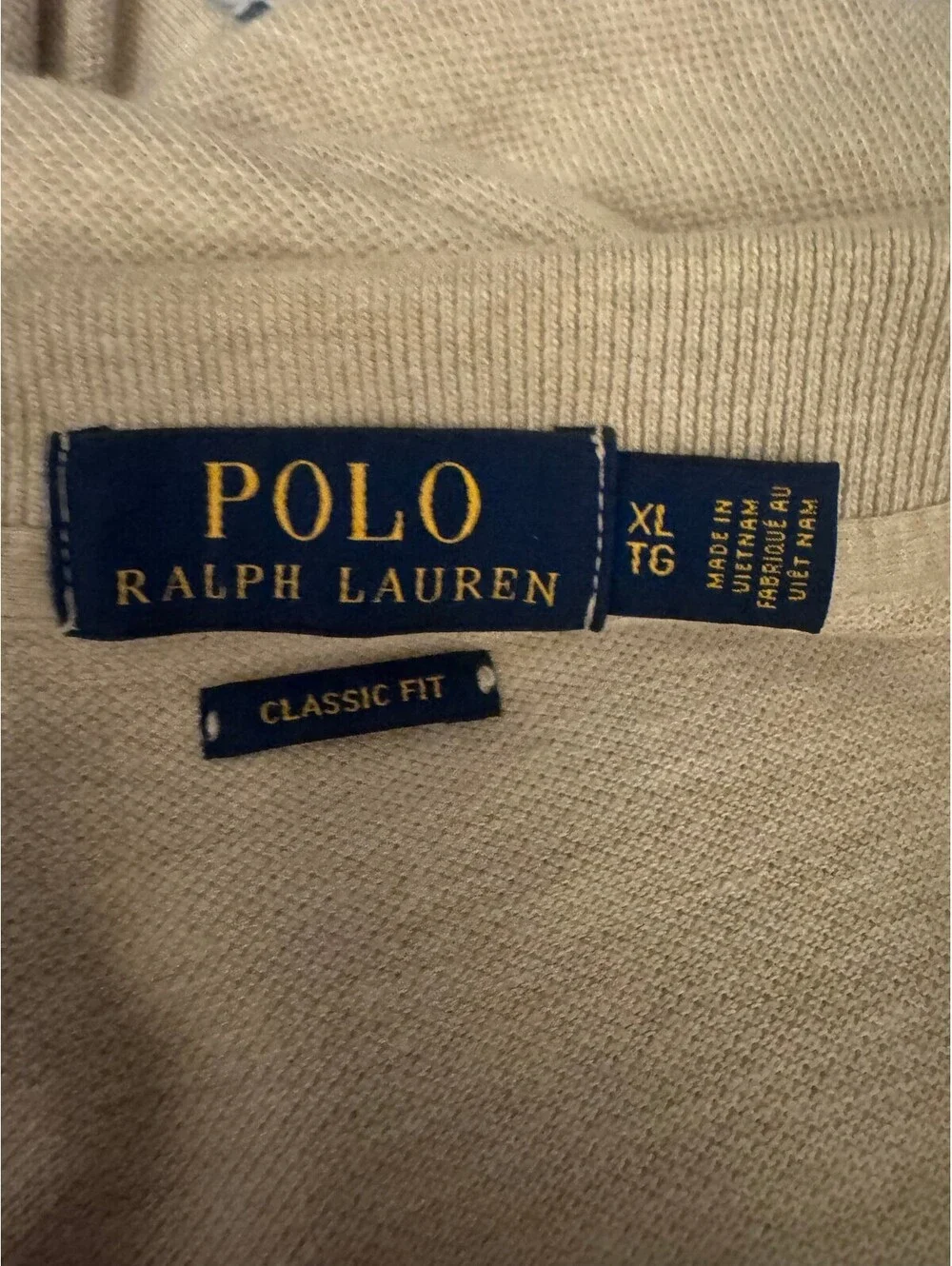 Polo Ralph Lauren Men's Polo Shirt Classic Fit Beige Cotton Short Sleeve Size XL